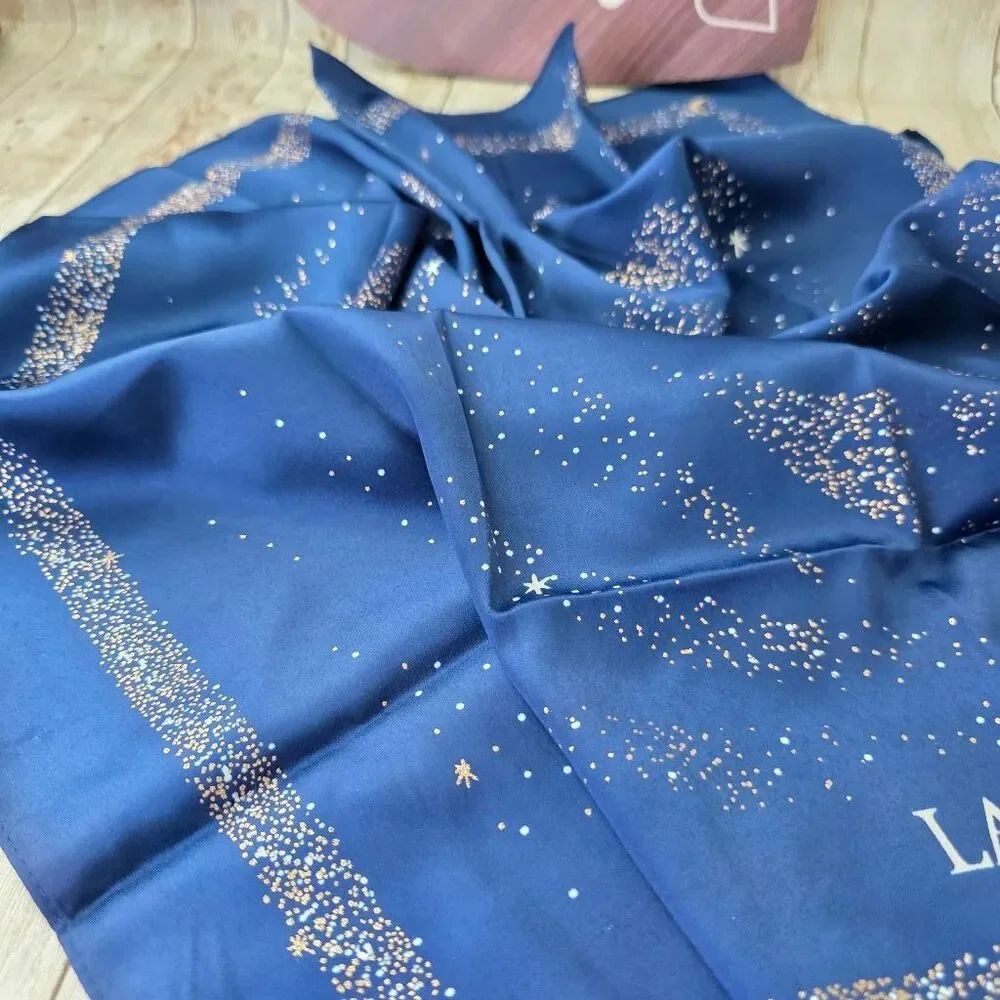 Women's Lancome Scarf Blue Gold NWOT